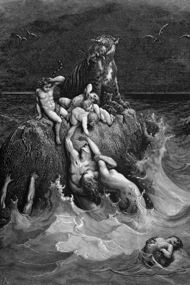 Gustave Dore. Сцена потопа. Иллюстрация Библии